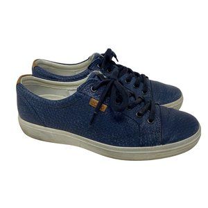 Ecco Mens Soft 7 Sneakers Shoes Comfort Blue Leather Lace Up Low Top Round Toe 8